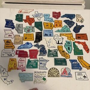 Lot of 55 Vintage United States, Canadian Rubber Magnets Plus Walt Disney World